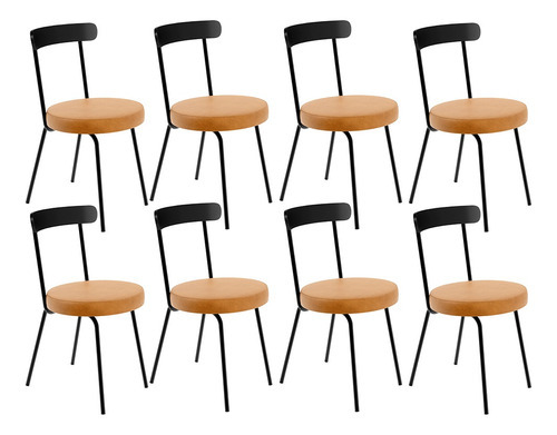 Kit 08 Cadeira Sala Jantar Escritório Haia Couríssimo Whisky Cor da estrutura da cadeira Preto Desenho do tecido Liso Quantidade de cadeiras por conjunto 8