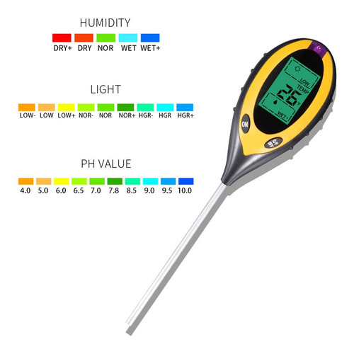 Medidor De Ph 4 En 1 Planta Luz Suelo Temperatura Humedad Xt