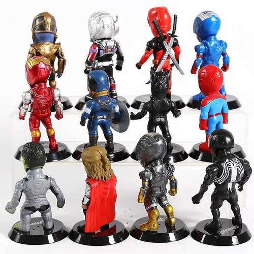Lote Bonecos Miniaturas Herois Marvel Thanos Thor Deadpool