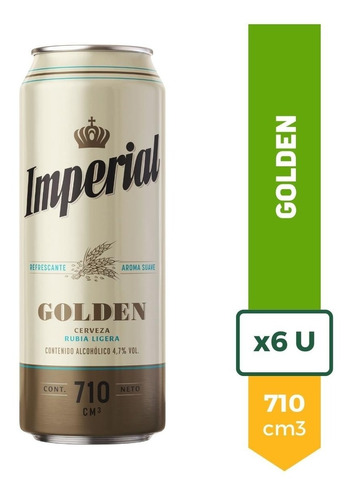 Imagen 1 de 9 de Cerveza Imperial Golden Lata 710ml Pack X6 La Barra
