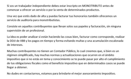 Imagen 4 de 4 de Contador Público - Monotributo - Recategorización