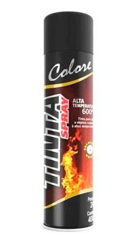 Tinta Spray Colore 400ml Preto Fosco Alta Temperatura