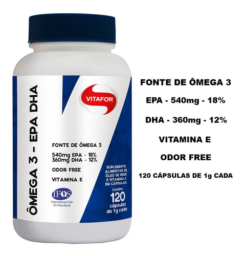 Pote Omega 3 Epa Dha 1000mg - Vitafor 120 Cápsulas