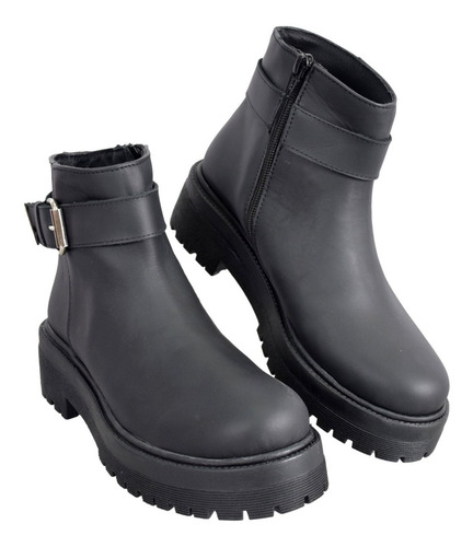 Imagen 4 de 5 de Bota Corta Mujer Citadina Myra Cuero Vacuno Botineta Taco