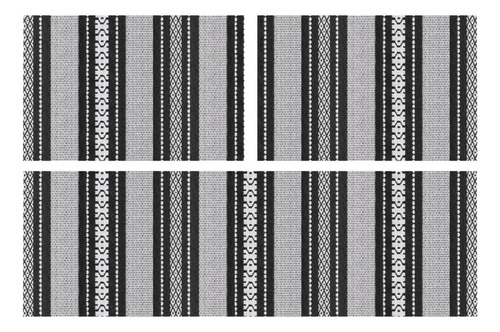Kit Tapete De Cozinha Antiderrapante 3 Peças Casablanca Cor Preto Desenho do tecido Geométrico
