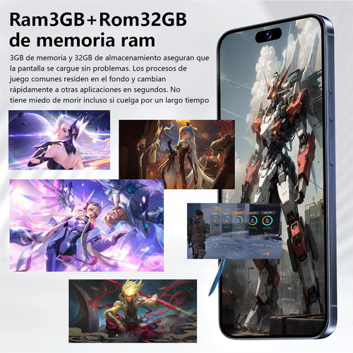 Teléfonos Inteligentes Android Baratos 4g I15 Pro Max 6.79 Pulgadas Ram3gb Y Rom32gb Azul