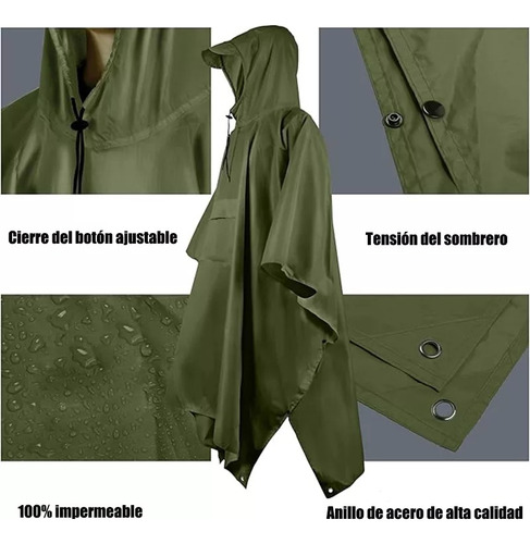 Chubasquero Impermeable Portátil Con Capa De Poncho Con Mang