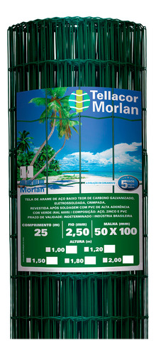 Tela Soldada De Segurança Pvc 25x1,20m 2,50mm Verde Morlan