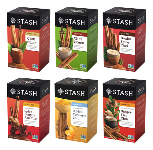 Stash Chai Tea Surtido De Muestras De Te, Te Premium Con Caf