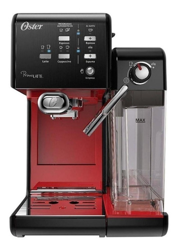 Imagen 1 de 3 de Cafetera Oster PrimaLatte BVSTEM6701 automática negra y roja para expreso y cápsulas monodosis 220V