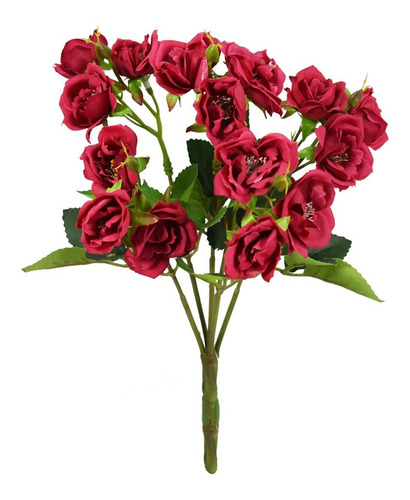 Ramo De Rosas Otoñales Flores Artificiales Pack 6 Pz Color Rojo