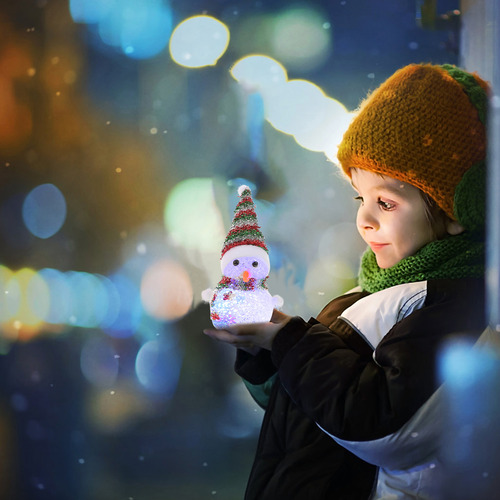 Lámpara De Noche Navideña Con Forma De Muñeco De Nieve, 4 Un