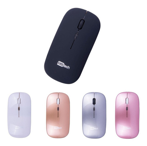 Mouse Sem Fio Bluetooth Recarregável Led Compatível Mac Ios Cor Preto