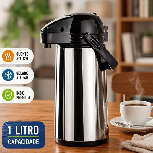 Garrafa Térmica de Café Inox 1 Litro Nany Pink