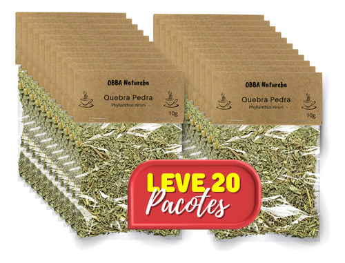 Chá Obba Natureba Oficial2n Quebra Pedra Em Ervas 200 G Pacote X 20