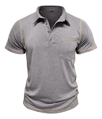 Camisa Transpirable De Manga Corta Con Bolsillos De Moda