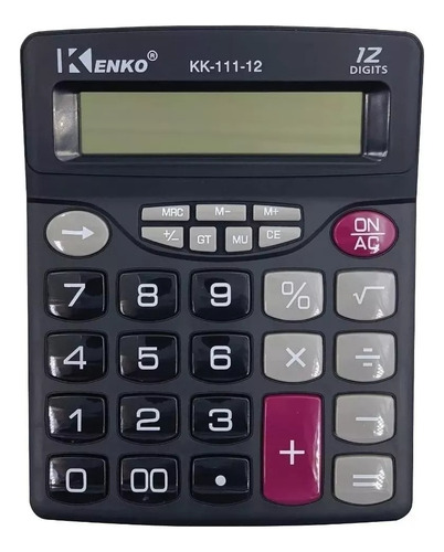 Calculadora Grande Mesa Kenko 12 Digitos Comercial Trabajo Color Negro