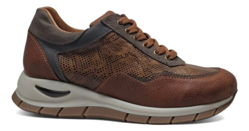 Zapatilla De Cuero Moda Cordones Acolchada Lyonv I25