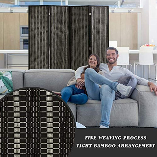 Imagen 4 de 6 de Biombo Plegable De Madera Color Negro/4 Paneles De 72in