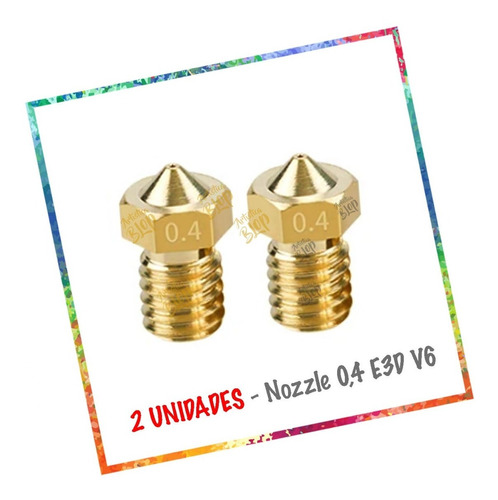 Kit 2 Picos Nozzle E3d V6 0.4 Mm Bronce Impresora 3d Hotend 