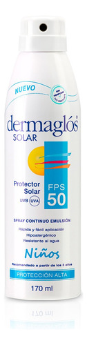 Protector solar  para niños Dermaglós  Niños FPS 50 50FPS  en spray continuo 170mL