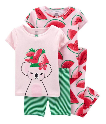 Pijama De Cuatro Piezas Para Niñas Carters Importada