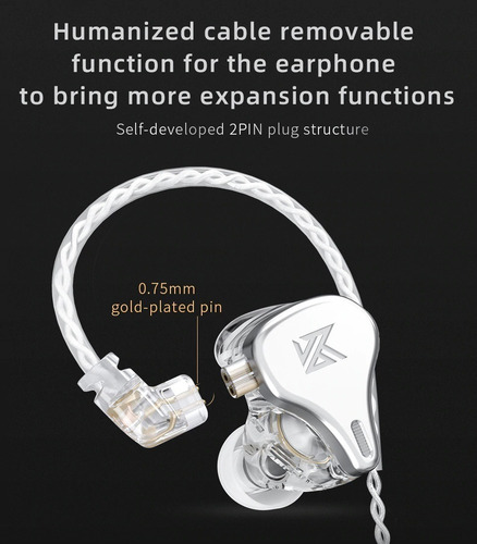 Imagen 8 de 8 de Kz Dq6 Audifonos Sin Micro + Estuche Full Silver Plateado