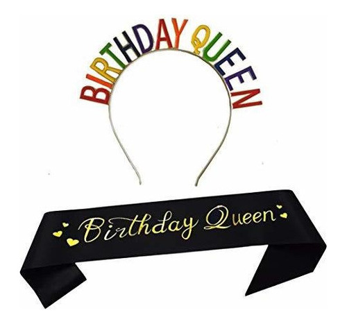 Diademas  Dgasin Birthday Queen Tiara And Sash Happy Birthda