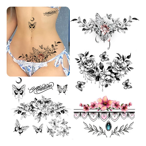 Roarhowl Tatuajes Temporales Sexys Para Mujer, Kit De Tatua.