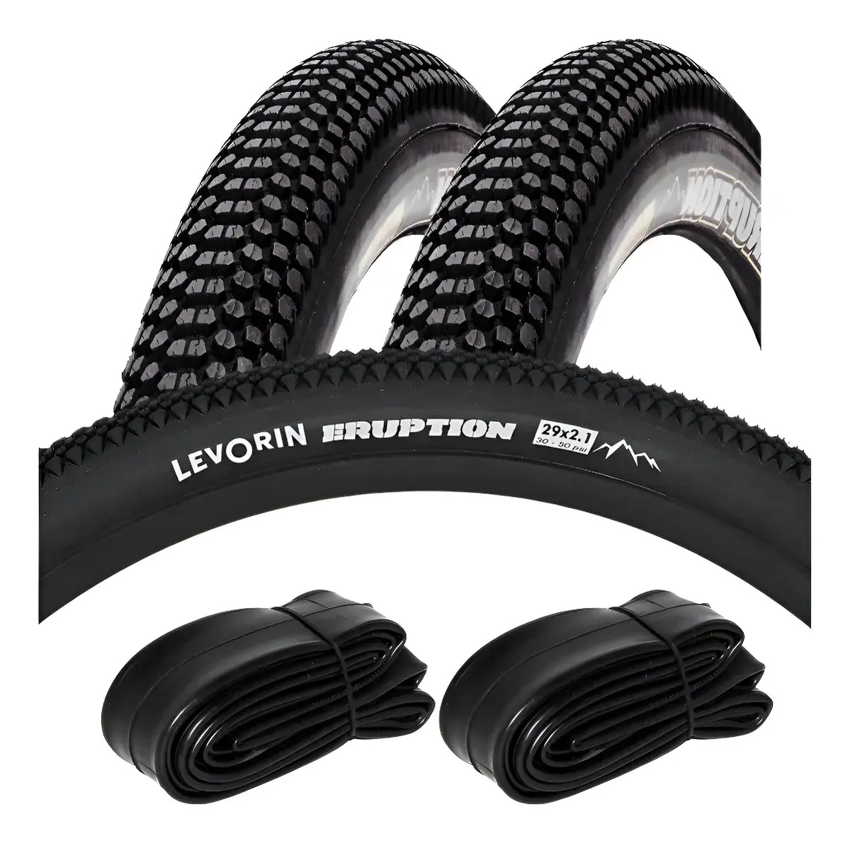 Par Pneu Bike Mtb Levorin Eruption Aro 29 X 2.10 Cravo Balão + 2 Camaras Bico Grosso