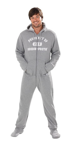 Pijama Pajamagram Hoodie-footie Para Hombre Color Gris S/m