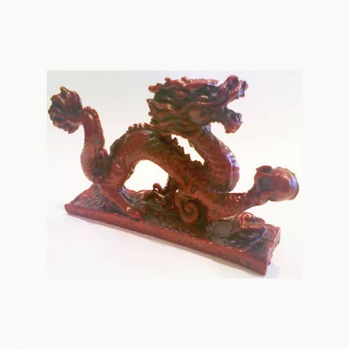 Imagem 3 de 3 de Dragão Vermelho Com Base Em Resina Novo