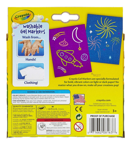 Marcadores Gel Plumon Lapices Lavables Crayola Set 8 Colores