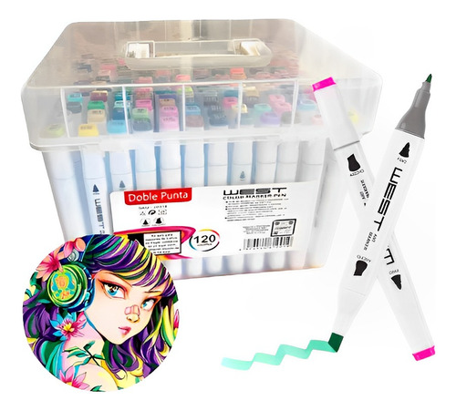 Marcadores Touch X120 Pzs Doble Punta Alcohol Valija
