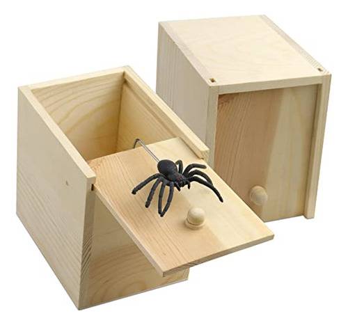 Rtudan Gran Spider Scare Prank Box, Wooden Surprise Tlpfa