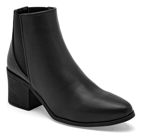 Bota De Punta Tacon Cuadrado Celex 1616 Negro Para Mujer Tx7