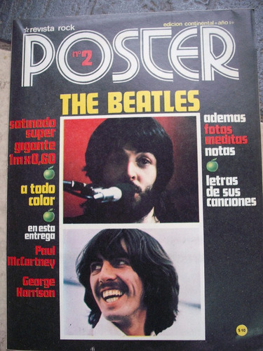 The Beatles Revista Rock N°2 Poster Nueva Sin Uso