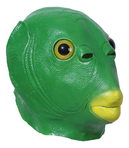 Mascarilla De Cabeza De Pez Verde Wacky Halloween Cosplay