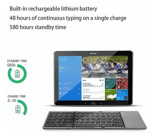 Mini Teclado Bluetooth Plegable Ultrafino Con Panel Táctil