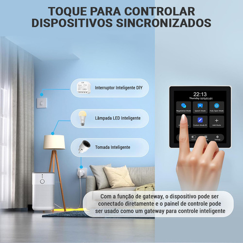 Painel Controle Casa Smart Interruptor Zigbee Tuya Touch 4