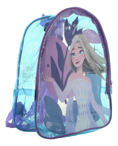 Frozen Mochila Escolar Kinder Transparente Elsa Niña 87186 Color Azul Diseño de la tela No aplica
