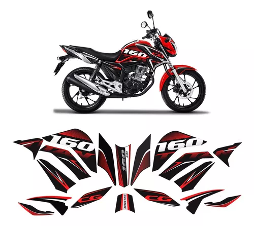 Kit Adesivo Carenagem Moto Honda Cg Titan 160 2022 Vermelho