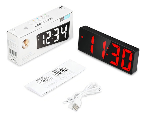 Reloj De Mesa Despertador Digital Gh0712l Reloj Color Negro