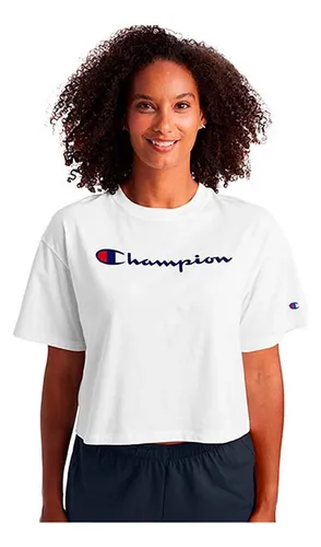 Playera Champion Blanca Casual Para Mujer Cuotas sin inter s