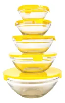 Comprar Set X5 Bowls Vidrio Hermeticos Recipientes Microondas