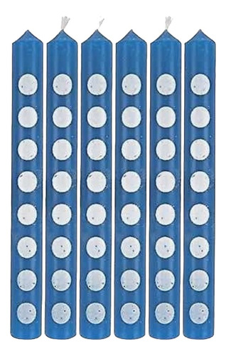 12 Velas De Cumpleaños Azul Con Puntos Blancos