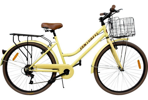 Bicicleta Vintage Retro 6vel, 26r Canasta Frenos V.brake Color Amarillo