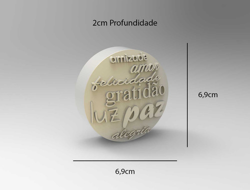 Molde Forma Silicone Redondo Paz-amor-felicidade Grande