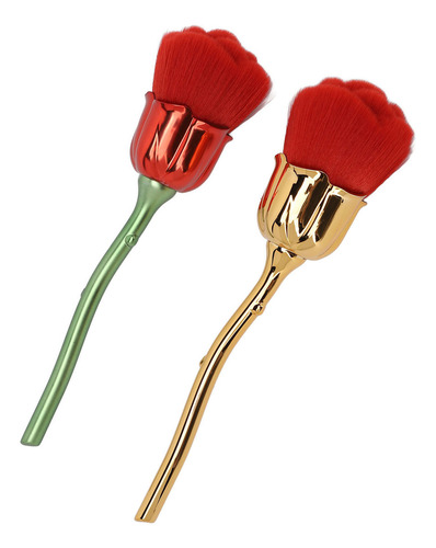 Cepillo Para Polvo De Uñas Rose, Moldeado A Presión, 2 Unida
