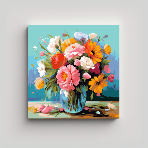 Cuadros Florales Estilo Paint-by-number 20x20cm Flores